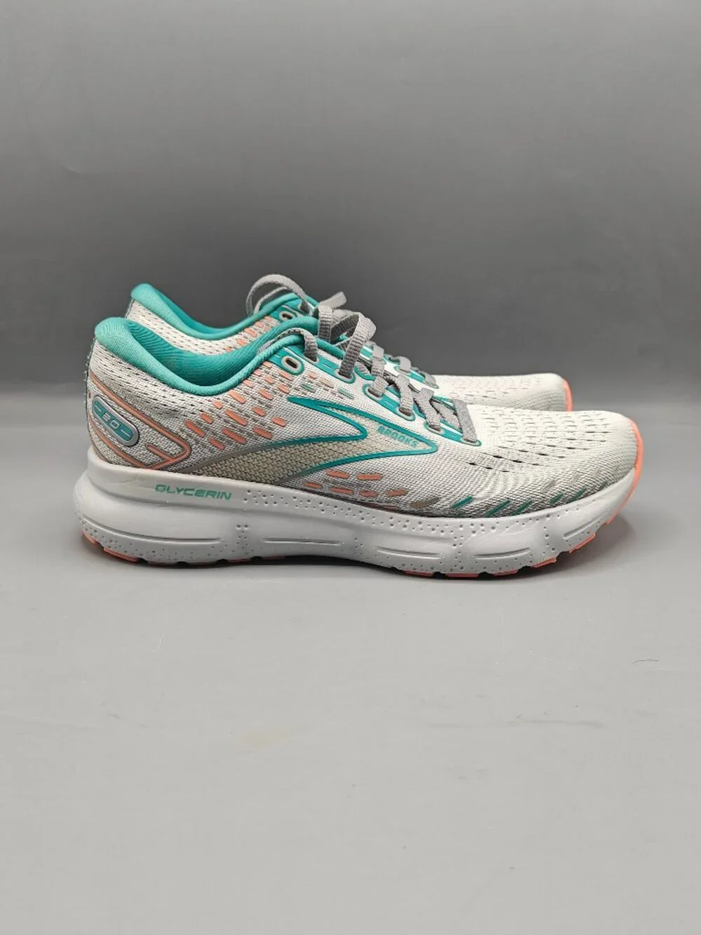 Brooks Glycerin 20 Oyster Latigo Bay Coral Running Shoes US Women's 7 B